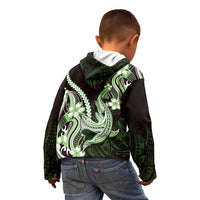 Green Black Aloha Hawaii Kid Hoodie Polynesian Shark Tattoo Plumeria LT14 - Polynesian Pride