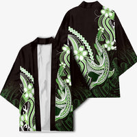 Green Black Aloha Hawaii Kimono Polynesian Shark Tattoo Plumeria LT14 - Polynesian Pride