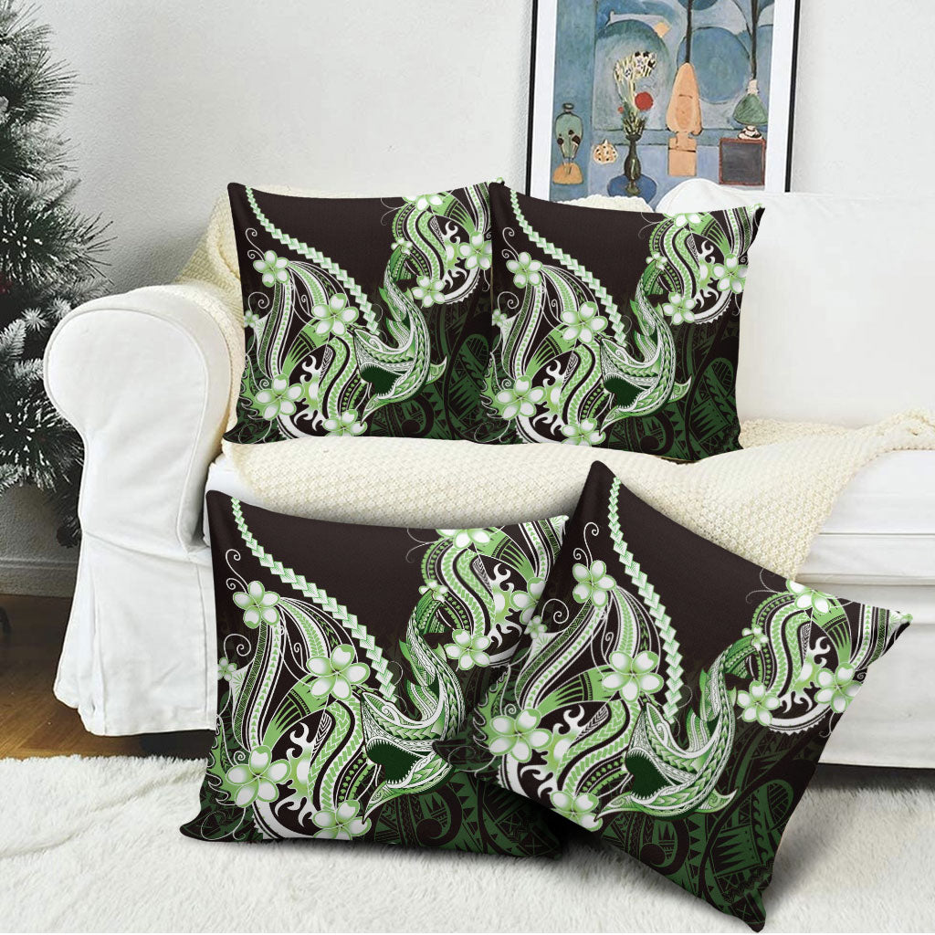 Green Black Aloha Hawaii Pillow Cover Polynesian Shark Tattoo Plumeria LT14 - Polynesian Pride