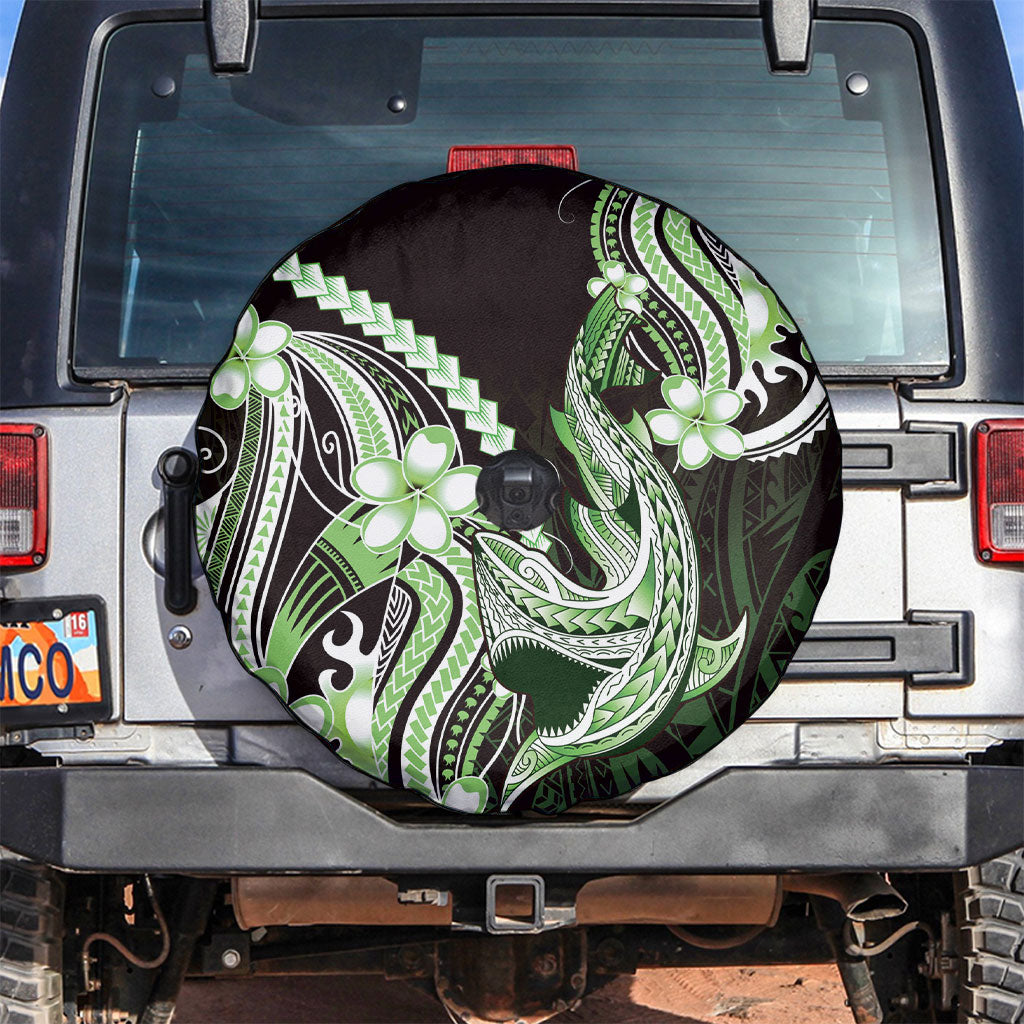 Green Black Aloha Hawaii Spare Tire Cover Polynesian Shark Tattoo Plumeria LT14 Green - Polynesian Pride
