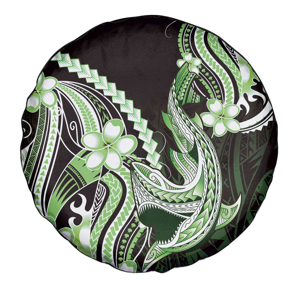 Green Black Aloha Hawaii Spare Tire Cover Polynesian Shark Tattoo Plumeria LT14 - Polynesian Pride