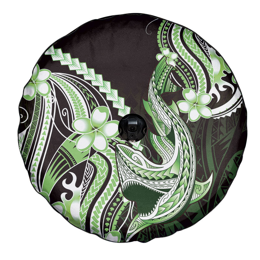Green Black Aloha Hawaii Spare Tire Cover Polynesian Shark Tattoo Plumeria LT14 - Polynesian Pride