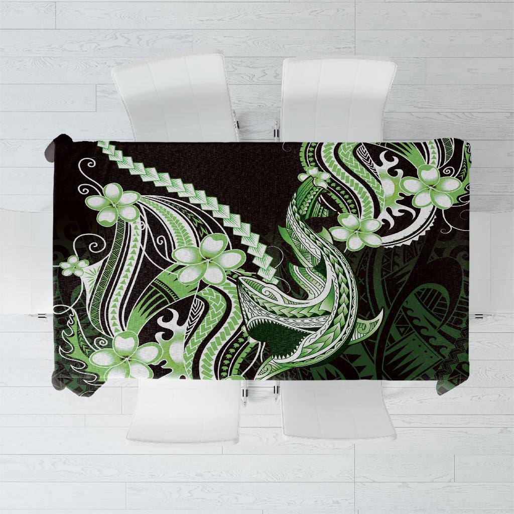 Green Black Aloha Hawaii Tablecloth Polynesian Shark Tattoo Plumeria LT14 Green - Polynesian Pride