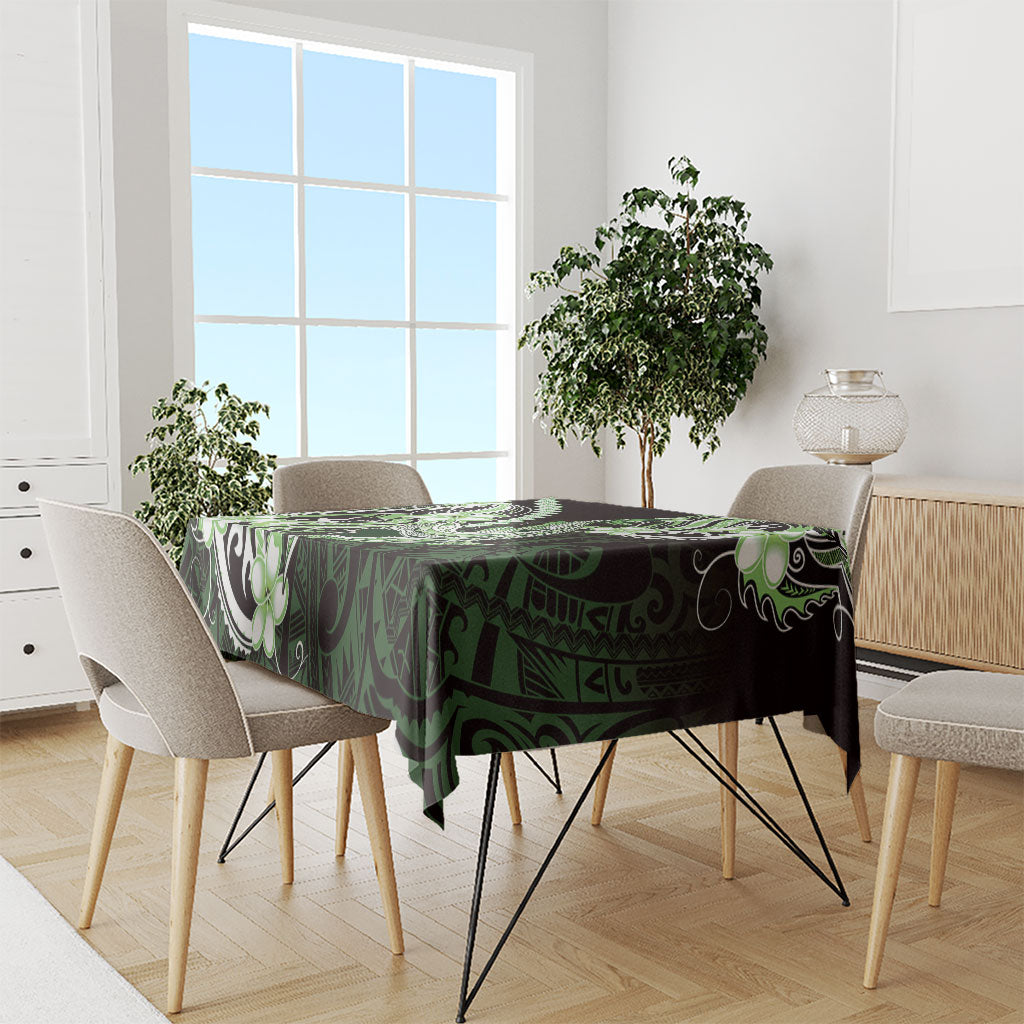 Green Black Aloha Hawaii Tablecloth Polynesian Shark Tattoo Plumeria LT14 - Polynesian Pride