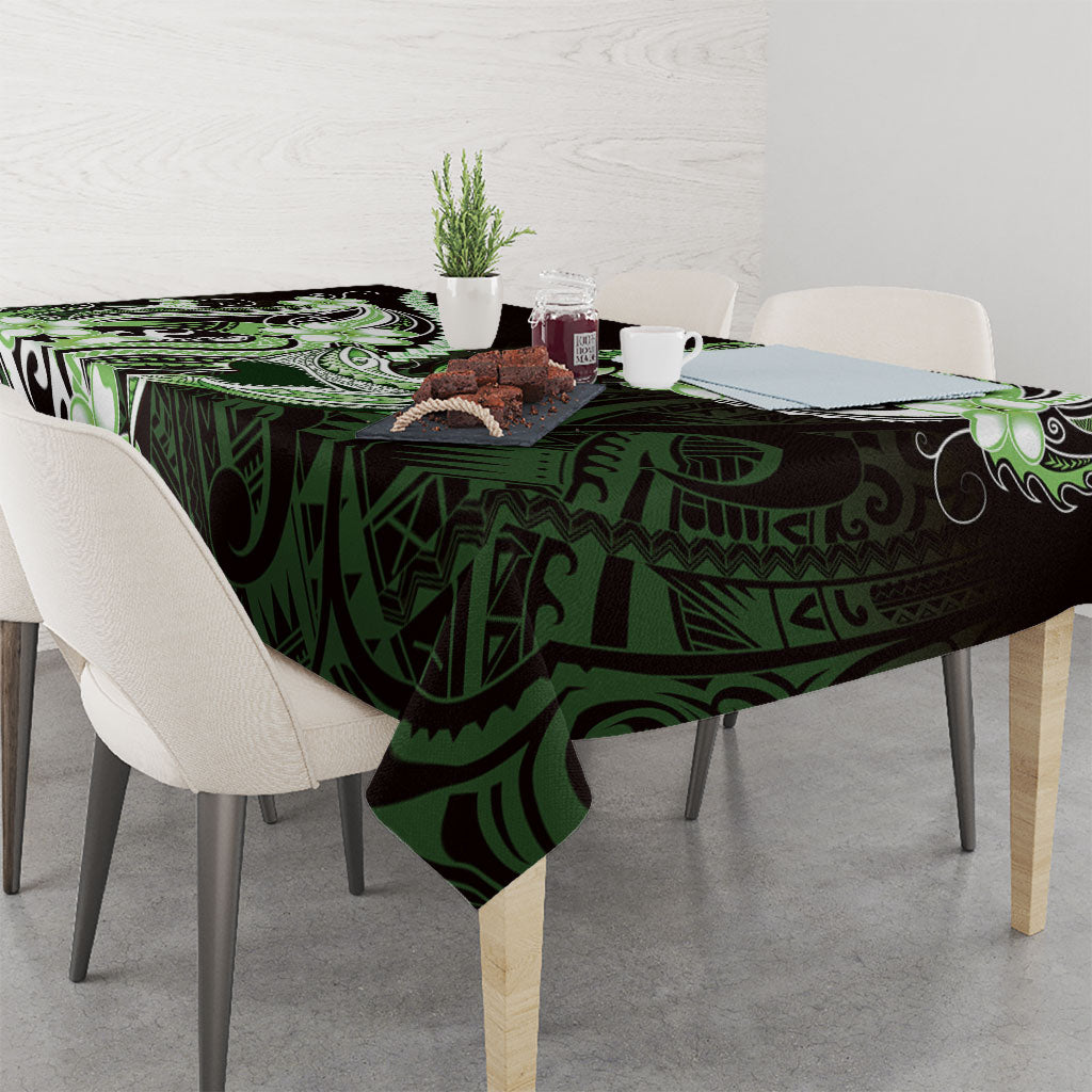 Green Black Aloha Hawaii Tablecloth Polynesian Shark Tattoo Plumeria LT14 - Polynesian Pride