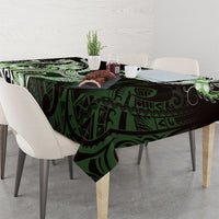 Green Black Aloha Hawaii Tablecloth Polynesian Shark Tattoo Plumeria LT14 - Polynesian Pride
