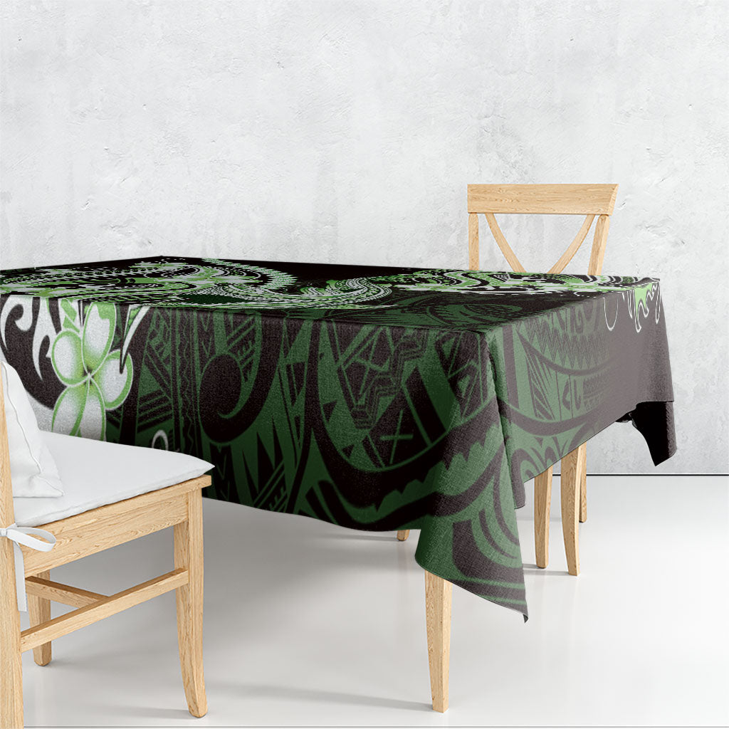 Green Black Aloha Hawaii Tablecloth Polynesian Shark Tattoo Plumeria LT14 - Polynesian Pride