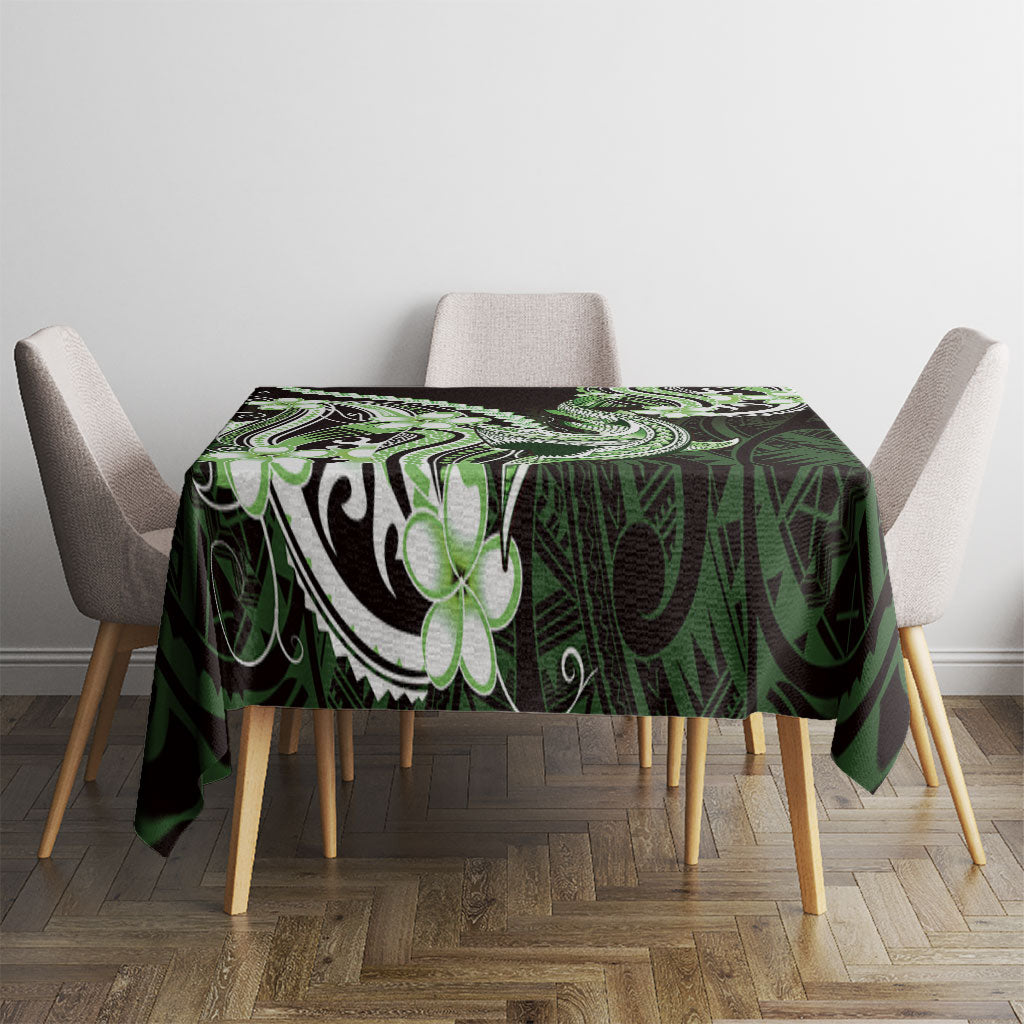 Green Black Aloha Hawaii Tablecloth Polynesian Shark Tattoo Plumeria LT14 - Polynesian Pride