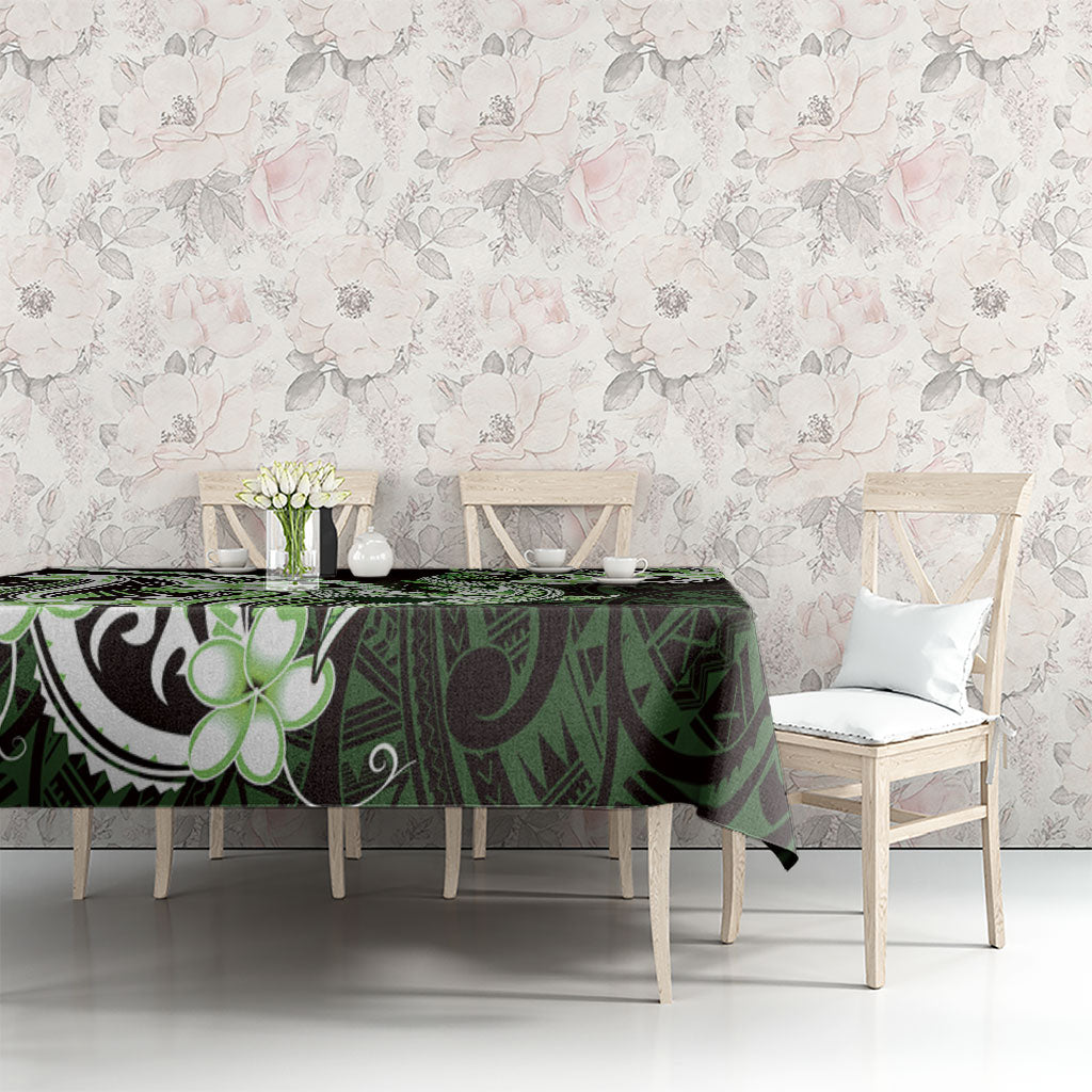 Green Black Aloha Hawaii Tablecloth Polynesian Shark Tattoo Plumeria LT14 - Polynesian Pride
