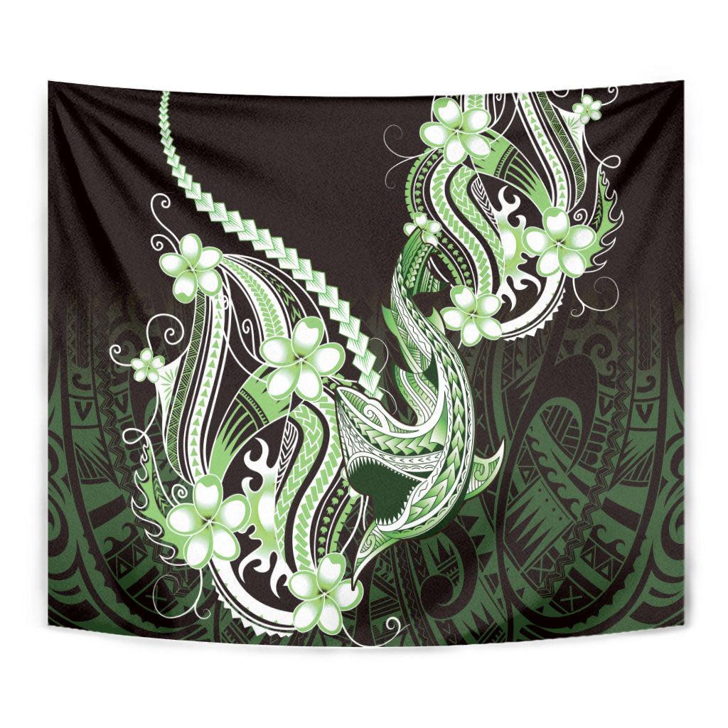 Green Black Aloha Hawaii Tapestry Polynesian Shark Tattoo Plumeria LT14 - Polynesian Pride