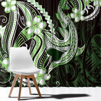 Green Black Aloha Hawaii Window Curtain Polynesian Shark Tattoo Plumeria LT14 - Polynesian Pride