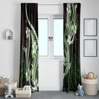 Green Black Aloha Hawaii Window Curtain Polynesian Shark Tattoo Plumeria LT14 - Polynesian Pride