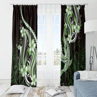 Green Black Aloha Hawaii Window Curtain Polynesian Shark Tattoo Plumeria LT14 - Polynesian Pride
