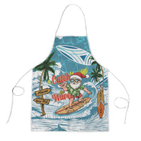 Hawaii Summer Christmas Apron Surfing Santa Shaka Catch The Wave LT14 Teal - Polynesian Pride