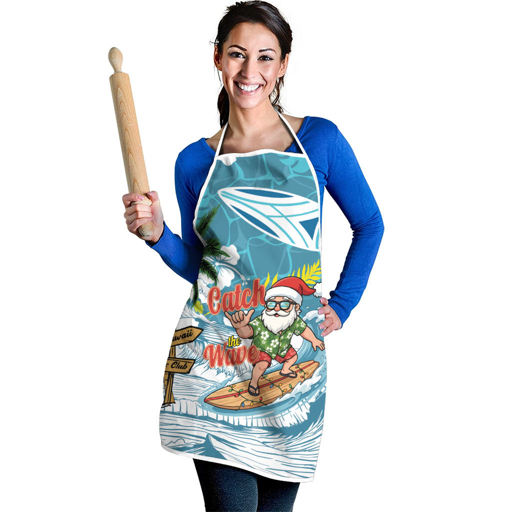 Hawaii Summer Christmas Apron Surfing Santa Shaka Catch The Wave LT14 - Polynesian Pride