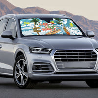 Hawaii Summer Christmas Auto Sun Shade Surfing Santa Shaka Catch The Wave LT14 - Polynesian Pride