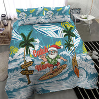 Hawaii Summer Christmas Bedding Set Surfing Santa Shaka Catch The Wave LT14 - Polynesian Pride