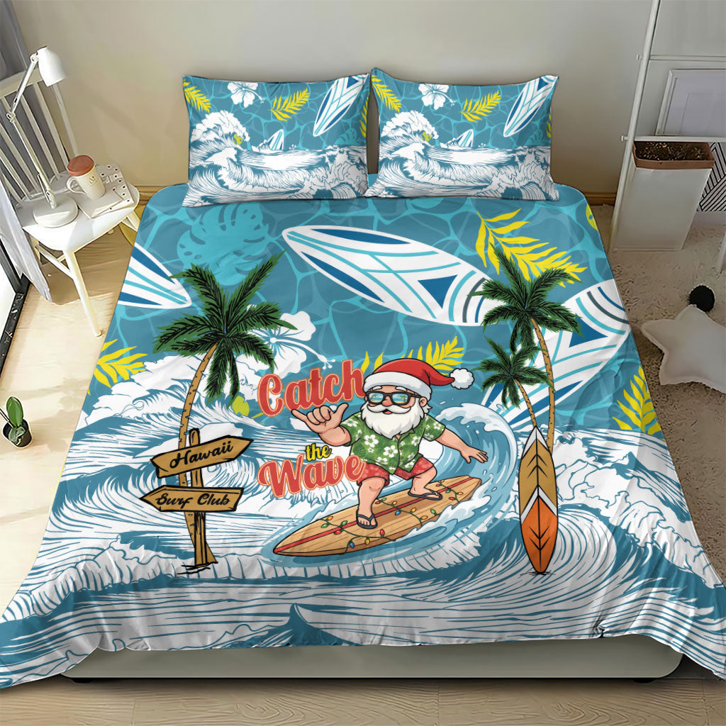 Hawaii Summer Christmas Bedding Set Surfing Santa Shaka Catch The Wave LT14 - Polynesian Pride