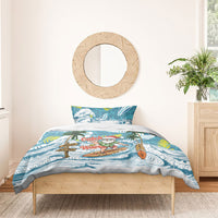 Hawaii Summer Christmas Bedding Set Surfing Santa Shaka Catch The Wave LT14 - Polynesian Pride