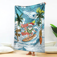 Hawaii Summer Christmas Blanket Surfing Santa Shaka Catch The Wave LT14 - Polynesian Pride