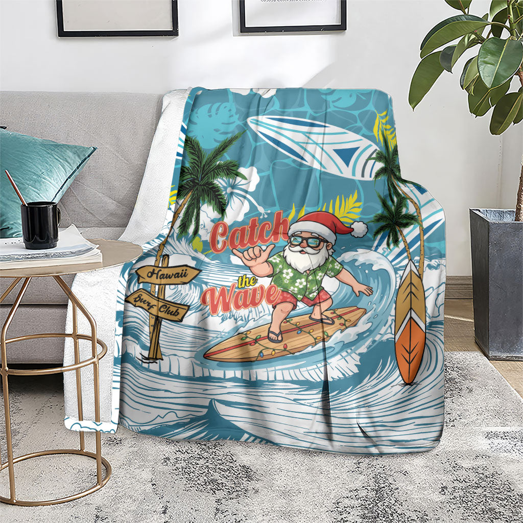 Hawaii Summer Christmas Blanket Surfing Santa Shaka Catch The Wave LT14 - Polynesian Pride