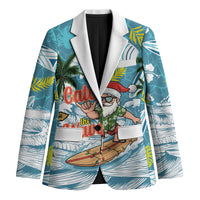 Hawaii Summer Christmas Blazer Surfing Santa Shaka Catch The Wave LT14 Unisex Teal - Polynesian Pride