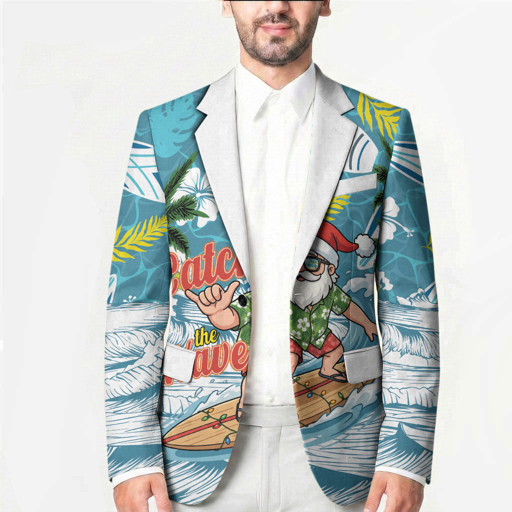 Hawaii Summer Christmas Blazer Surfing Santa Shaka Catch The Wave LT14 - Polynesian Pride