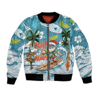 Hawaii Summer Christmas Bomber Jacket Surfing Santa Shaka Catch The Wave LT14 Unisex Teal - Polynesian Pride