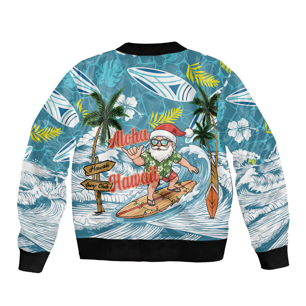 Hawaii Summer Christmas Bomber Jacket Surfing Santa Shaka Catch The Wave LT14 - Polynesian Pride