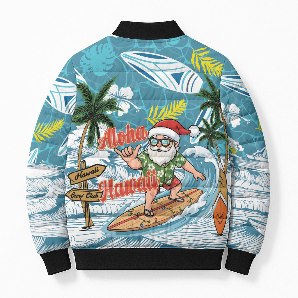 Hawaii Summer Christmas Bomber Puffer Jacket Surfing Santa Shaka Catch The Wave LT14 - Polynesian Pride