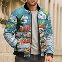 Hawaii Summer Christmas Bomber Puffer Jacket Surfing Santa Shaka Catch The Wave LT14 - Polynesian Pride