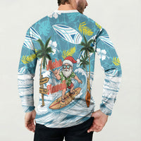 Hawaii Summer Christmas Button Sweatshirt Surfing Santa Shaka Catch The Wave LT14 - Polynesian Pride