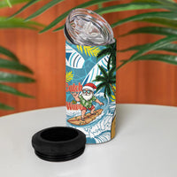 Hawaii Summer Christmas 4 in 1 Can Cooler Tumbler Surfing Santa Shaka Catch The Wave LT14 - Polynesian Pride