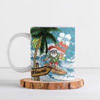 Hawaii Summer Christmas Ceramic Mug Surfing Santa Shaka Catch The Wave LT14 Teal - Polynesian Pride