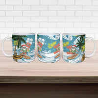 Hawaii Summer Christmas Ceramic Mug Surfing Santa Shaka Catch The Wave LT14 - Polynesian Pride