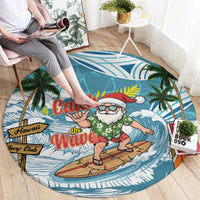 Hawaii Summer Christmas Round Carpet Surfing Santa Shaka Catch The Wave LT14 - Polynesian Pride