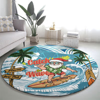 Hawaii Summer Christmas Round Carpet Surfing Santa Shaka Catch The Wave LT14 - Polynesian Pride