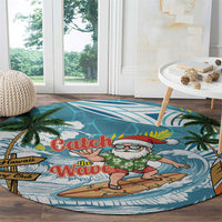 Hawaii Summer Christmas Round Carpet Surfing Santa Shaka Catch The Wave LT14 - Polynesian Pride