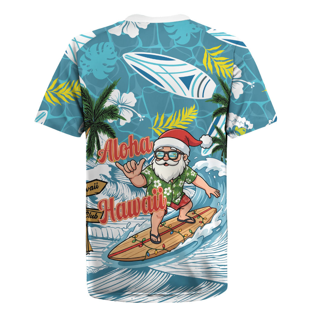 Hawaii Summer Christmas Rugby Jersey Surfing Santa Shaka Catch The Wave LT14 - Polynesian Pride