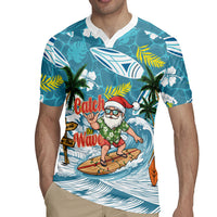 Hawaii Summer Christmas Rugby Jersey Surfing Santa Shaka Catch The Wave LT14 - Polynesian Pride