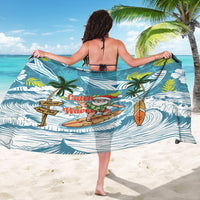 Hawaii Summer Christmas Sarong Surfing Santa Shaka Catch The Wave LT14 - Polynesian Pride