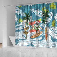 Hawaii Summer Christmas Shower Curtain Surfing Santa Shaka Catch The Wave LT14 - Polynesian Pride