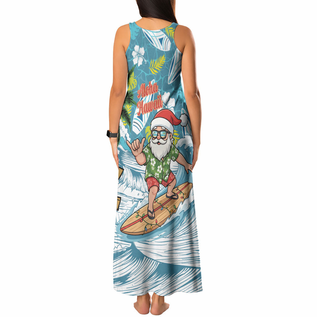 Hawaii Summer Christmas Tank Maxi Dress Surfing Santa Shaka Catch The Wave LT14 - Polynesian Pride