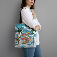 Hawaii Summer Christmas Tote Bag Surfing Santa Shaka Catch The Wave LT14 - Polynesian Pride