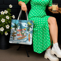 Hawaii Summer Christmas Tote Bag Surfing Santa Shaka Catch The Wave LT14 - Polynesian Pride