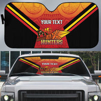 Papua New Guinea Rugby Custom Auto Sun Shade Go PNG Hunters Polynesian Pattern LT14 Red - Polynesian Pride