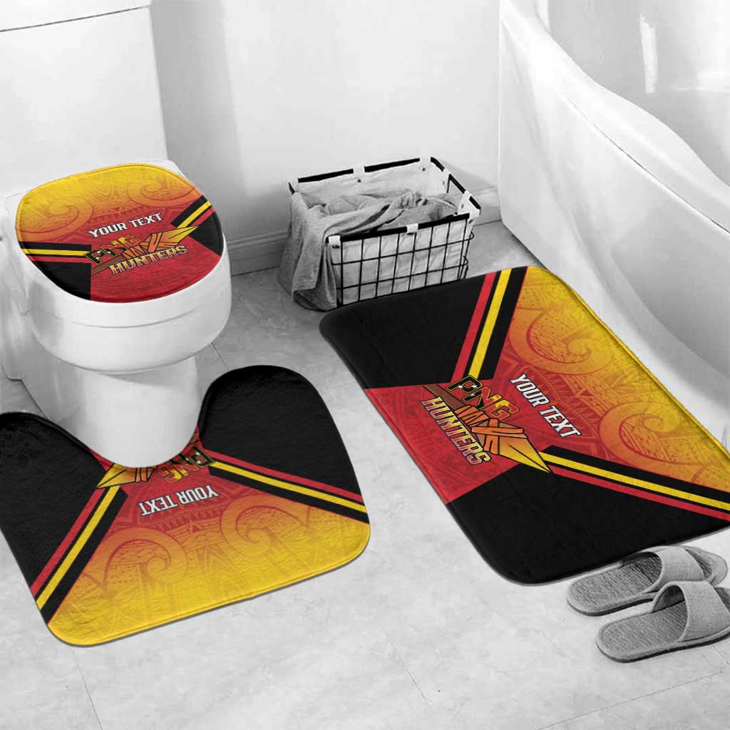 Papua New Guinea Rugby Custom Bathroom Set Go PNG Hunters Polynesian Pattern LT14 Mat Set Only (3 pcs) One Size Red - Polynesian Pride