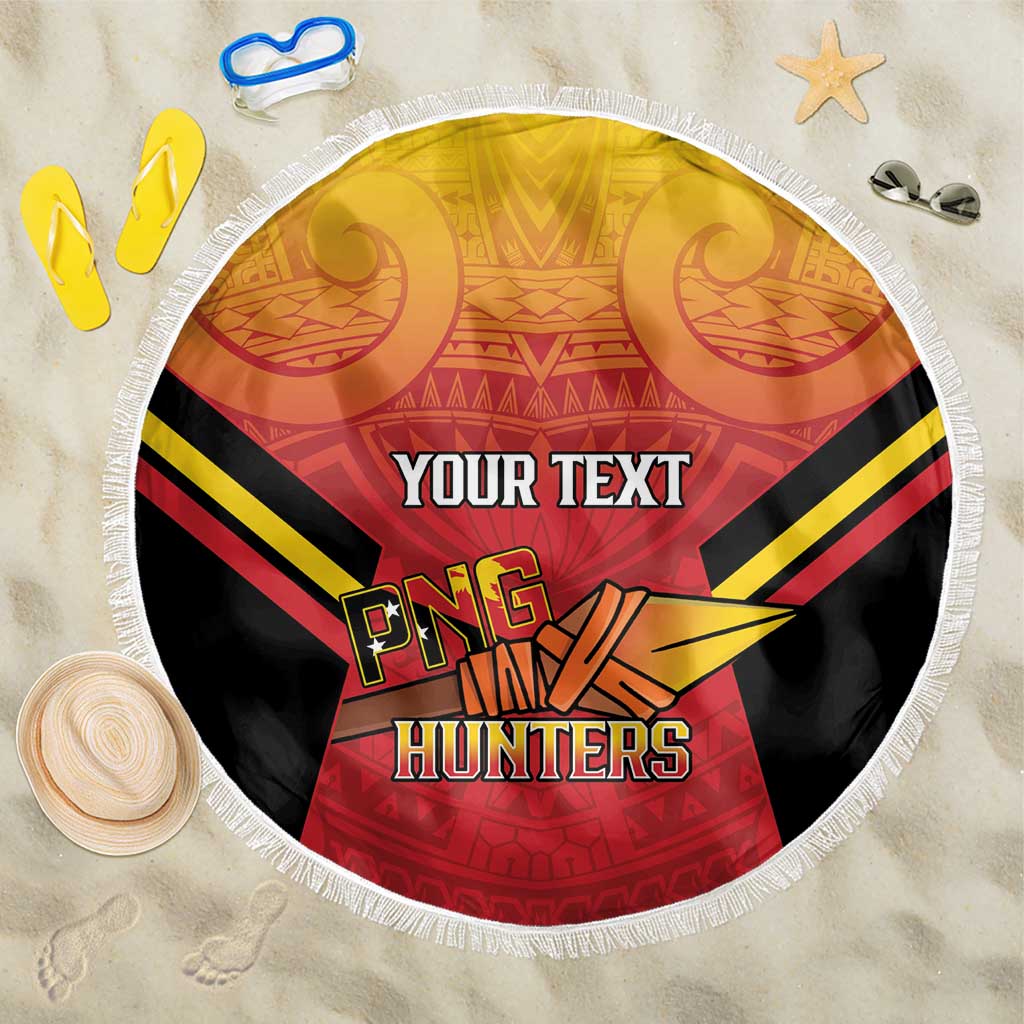 Papua New Guinea Rugby Custom Beach Blanket Go PNG Hunters Polynesian Pattern LT14 One Size 150cm Red - Polynesian Pride