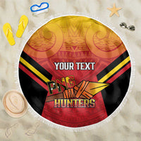 Papua New Guinea Rugby Custom Beach Blanket Go PNG Hunters Polynesian Pattern LT14 One Size 150cm Red - Polynesian Pride