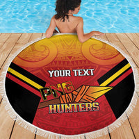 Papua New Guinea Rugby Custom Beach Blanket Go PNG Hunters Polynesian Pattern LT14 - Polynesian Pride